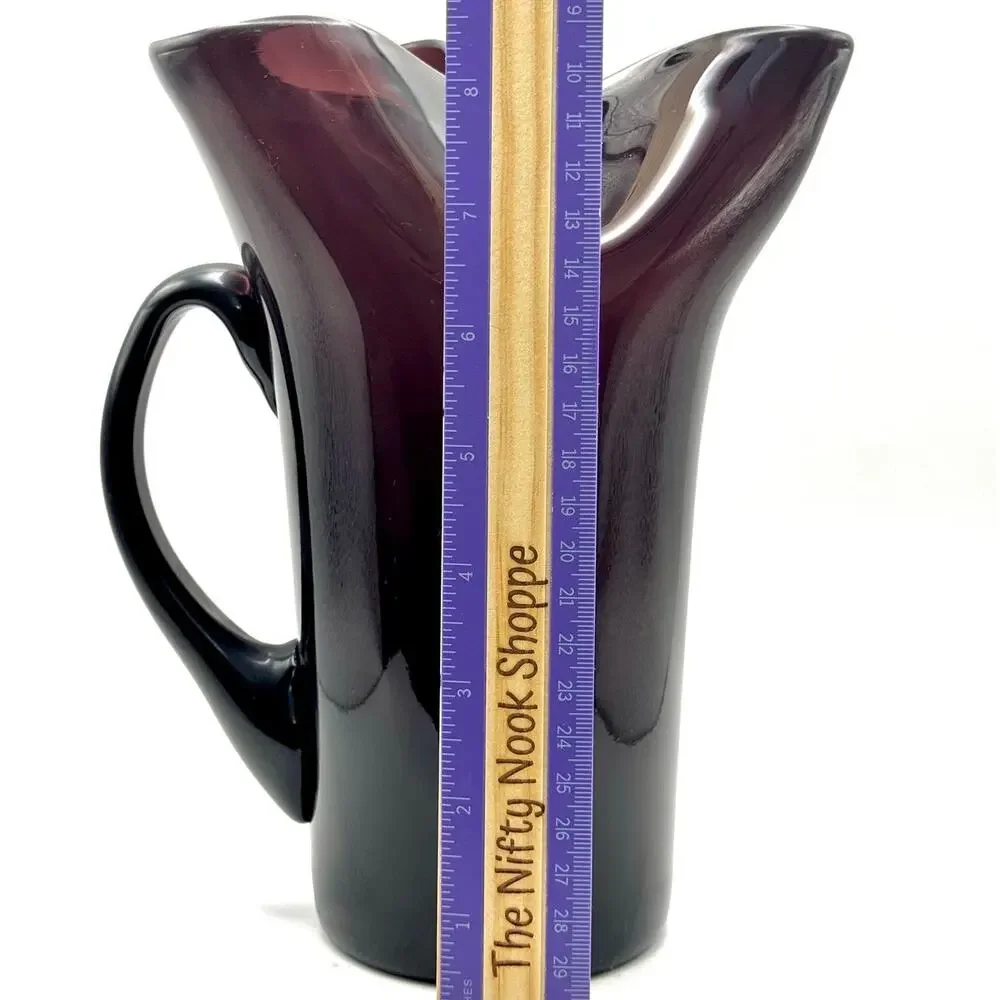 Vintage Plum Colored Art Glass Pitcher 9